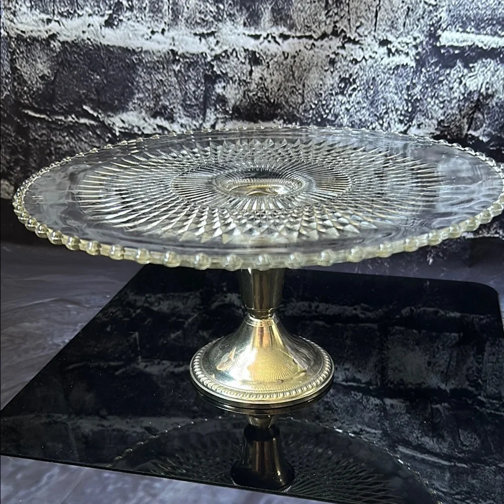 Vintage Sterling Silver Glass Cake Stand by Duchin Creations - Picture 1 of 9